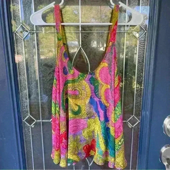 BNWT show me your mumu small sheer blouse floral bright colors boho and baggy - Picture 1 of 8